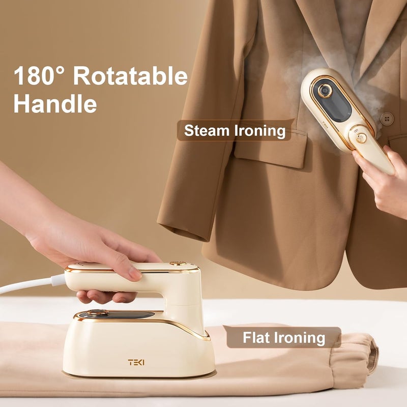 TEKI Travel Steamer for Clothes Portable Rotary Garment Iron 1200W Small Travel Steam Iron for Home, Dorm, College, 150ml Water Tank, Foldable Wrinkle Remover 120V, 1 Piece - Image 2